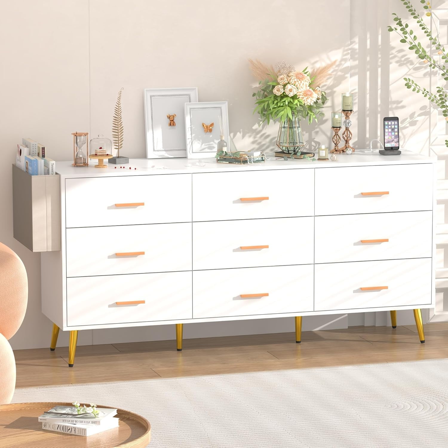 Yaoping 9 Drawer Dresser for Bedroom, Modern Wood Dresser with Wide ...