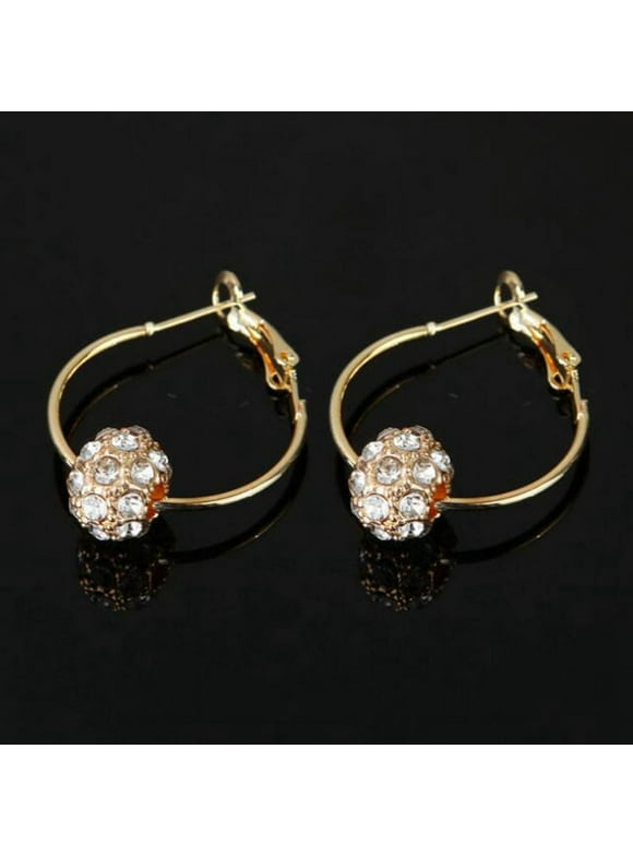 Yaoping Austrian Crystal Ball Gold Colorful Diamond Earrings Lucky Transfer Beads Circle Hoop Earrings Women Exquisite Jewelry