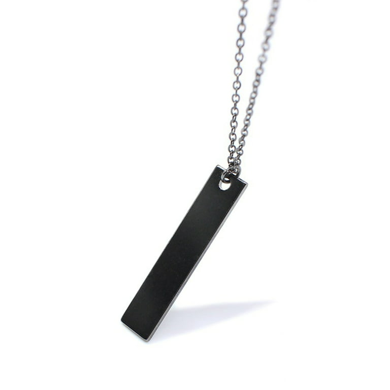 Fashion Rectangle Stainless Steel Pendant Men Necklace Classic Cuban Chain  Necklace For Men Jewelry Gift