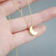 Yaoping Fashion Women Crescent Moon Necklace Silver Gold Alloy Chain Jewelry