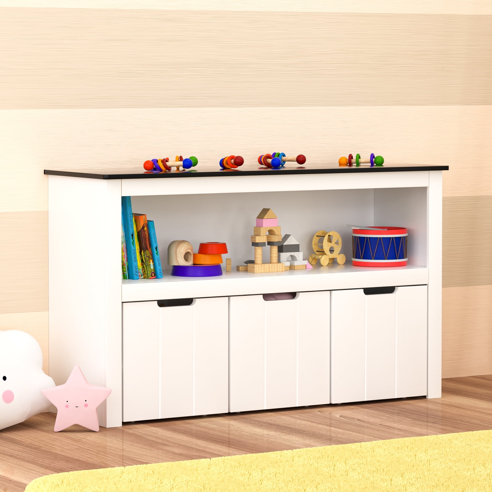 Honey-can-do SRT-01603 Kids Toy Organizer and Storage Bins, White/Pastel -  12 x Bin - 36 Height x 12.5 Width33.3 Length - Durable, Heavy Duty