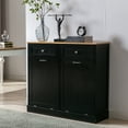 thumbnail image 1 of Yaoping Kitchen Double Trash Cabinet Tilt Out Free Standing Storage Can, Wood Garbage Recycling Station Hideaway Trash Holder Drawers(Black-2), 1 of 7