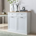 thumbnail image 1 of Yaoping Kitchen Double Trash Cabinet Tilt Out Free Standing Storage Can, Wood Garbage Recycling Station Hideaway Trash Holder Drawers(White-2), 1 of 7
