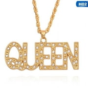 Yaoping Queen/King Letter Men Women Hip Hop Rhinestone Letter Shape Pendants Necklaces Jewelry Gift