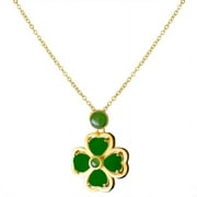 Yaoping Vintage Green Lucky Four Leaf Clover Pendant Necklace Glass Pendant Necklace Gift