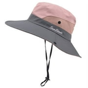 Yaoping Women's Outdoor Sunshade Fisherman Cap, Summer Mesh Wide Brim Sun UV Protection Hat with Ponytail Hole