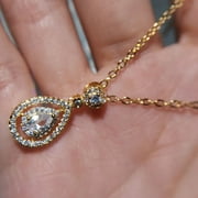 Yaoping Womenan Fashion Water Drop Diamond White Sapphire Pendant Necklace Women Jewelry Gifts