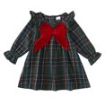 thumbnail image 1 of Yaoqi 18 Months Infant Baby Girl Dress 24 Months Girls Christmas Clothing Ruffle Long Sleeves Plaid A-line Dress Bowknot One-piece Clothes Green, 1 of 6