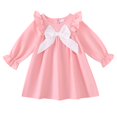 thumbnail image 1 of Yaoqi 2T Toddler Girl Dress 3T Child Girls Winter Clothing Ruffle Long Sleeves Solid Color A-line Dress Bowknot One-piece Clothes Pink, 1 of 6
