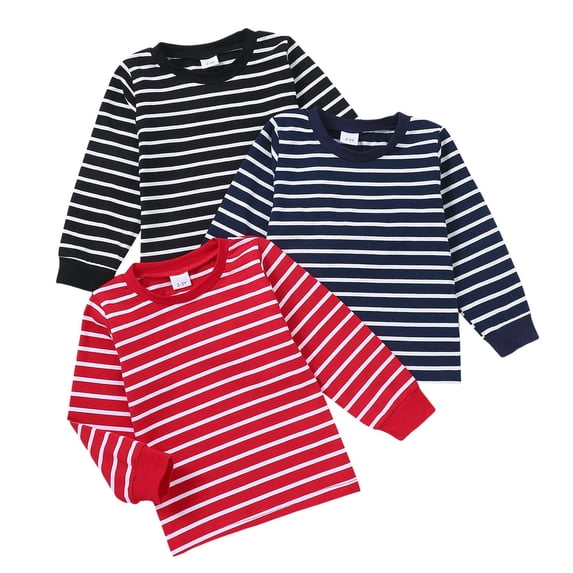 Yaoqi 6 Months Newborn Baby Boys T-shirts 3 Packs 12 Months Cotton Basic Active Tops Tee Striped Tunic Shirts 3pcs Multicolor