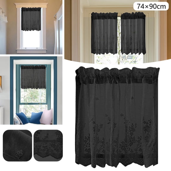 Yaouit Beige Lace Cafe Curtains - Lace Sheer Valances for Windows, 1 Panels Light Filtering Bathroom Small Window Curtain for Kitchen, Living Room, Cafe