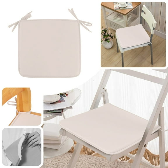 Yaouit Chair Pad Chair Cushions Square Seat Cushion for Office Square Strap Garden Chair Pads Seat Cushion for Outdoor Bistros Stool Patio Dining Room 15.7x15.7 Inch, Home Decor,Beige