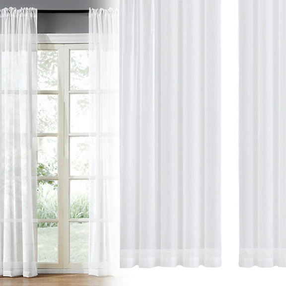 Yaouit Extra Long White Semi Sheer Curtains 82 inch 2 Panels Set, Translucent Backdrop Window Scarf Drapes, Super Soft Faux Linen Voile Drapes, for Bedroom Living Room Decor