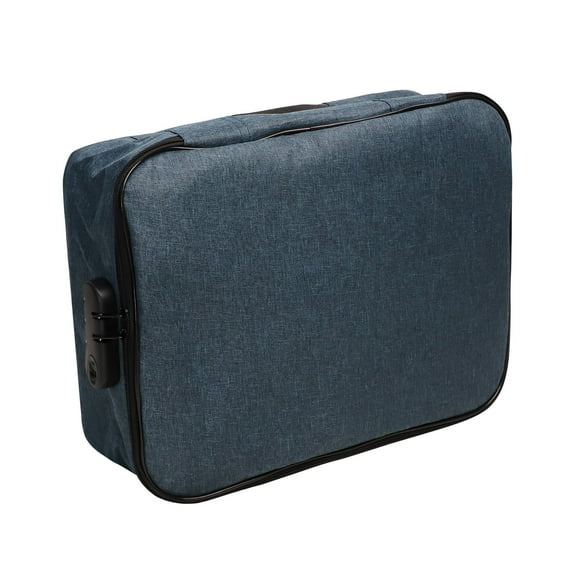 Yaouit Fireproof Document Box with Lock, Portable Fireproof Document Bag Waterproof Fire Proof File Boxes for Documents, 3 Layer File Organizer Box, Gifts for Him, 14x10x4 Inch,Navy