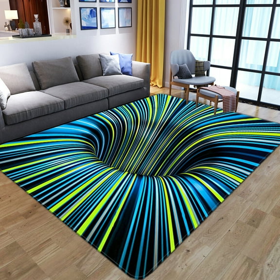 Yaouit Optical Illusion Area Rug, 3D Vortex Non-Slip Carpet, Suitable for Living Room Bedroom Decorative Rug