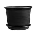 thumbnail image 1 of Yaouit Plant Pot Indoor Thickened Plastic Planter with Drainage Hole & Tray, Durable Ripple Pattern Flower Pot for Houseplants, Succulents & Home Garden Decoration,Black, 1 of 5