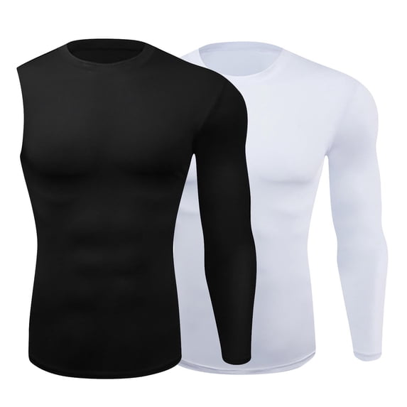 Yaoyar 1/2 Single Arm Long Sleeve Compression Shirts Men,Athletic Base Layer Workout Basketball
