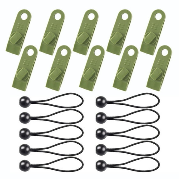 Yaoyar 10pcs Tarp Clips Clamps Heavy Duty Lock Grip with Bungee Cords, Shark Shade Backdrop Cloth Tent Large Clip Hook Accessories for Garden Outdoor Pool Tarp Tie Downs Canvas Solar Cover RV Awning