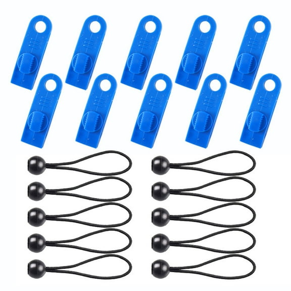Yaoyar 10pcs Tarp Clips Clamps Heavy Duty Lock Grip with Bungee Cords, Shark Shade Backdrop Cloth Tent Large Clip Hook Accessories for Garden Outdoor Pool Tarp Tie Downs Canvas Solar Cover RV Awning