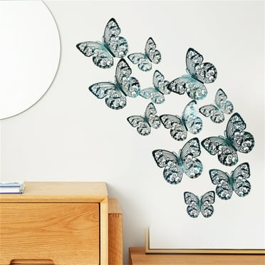 Yaoyar 12PCS Hollow 3D Butterfly Wall Decor Removable Butterfly Wall Stickers for Party Birthday Bedroom Wedding Crafts Decor