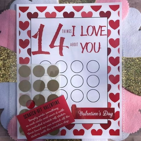 Yaoyar 14 Things I Love About You Scratch Off Cards, Valentine's Day Countdown Craft For Kids, Valentines Day Personalized Gift for Him Her Husband Wife Girlfriend Boyfriend