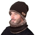 thumbnail image 1 of Yaoyar 2-Pieces Winter Beanie Hat Scarf Set Chunky Thick Fleece Lined Cap Men Warm Knit Hats with Scarf, 1 of 5