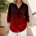thumbnail image 1 of Ounisa 3/4 Length Sleeve Womens Tops Ruffle V Neck Cotton Linen Shirts Trendy Button Up Summer Tops Elbow Sleeve Tunic Blouse, 1 of 5