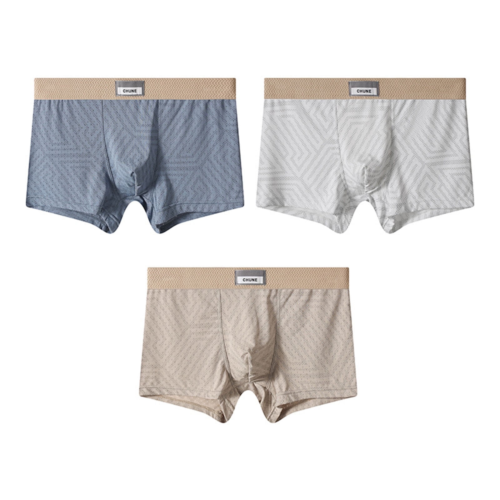 Yaoyar 3 Pack Mens Solid Color Fashion Mid Waist Summer Boxer Briefs ...
