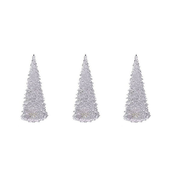 Yaoyar 3PC Crystal Christmas Tree, 16.5cm Acrylic Small Light up Christmas Tree Ornament, Color Changing Mini LED Christmas Tree Night Light for Table Top Home Office Decoration