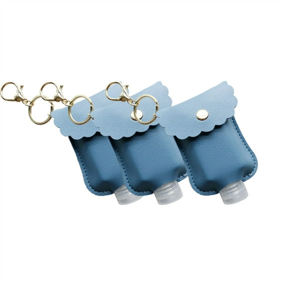 Yaoyar 3pcs Hand Sanitizer Holder Keychain, Portable Leather Sanitizer Travel Size Keychain Hand Sanitizer Case Refillable Container for Toiletry Lotion Liquid Soap Shampoo 30ml
