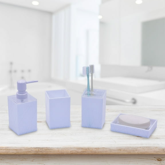 Yaoyar 4 Piece Bathroom Accessory Set With Soap Dispenser Pump, Toothbrush, Tumbler And Soap Dish Bathroom Tray Shower Set Box Bathroom Bottle Set Home Storage and Organization On clearance
