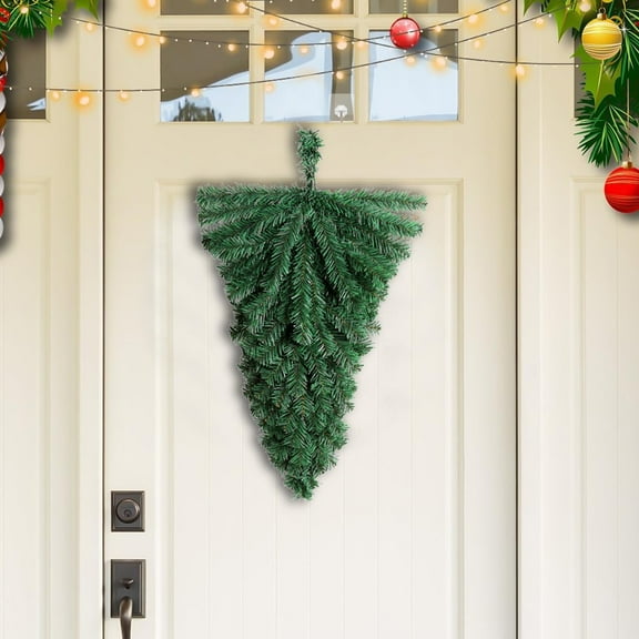 Yaoyar 45CM Christmas Swag Wreath Base Artificial Upside Down Tree Shape Teardrop Swag Christmas Decorations for Front Door Wall Window
