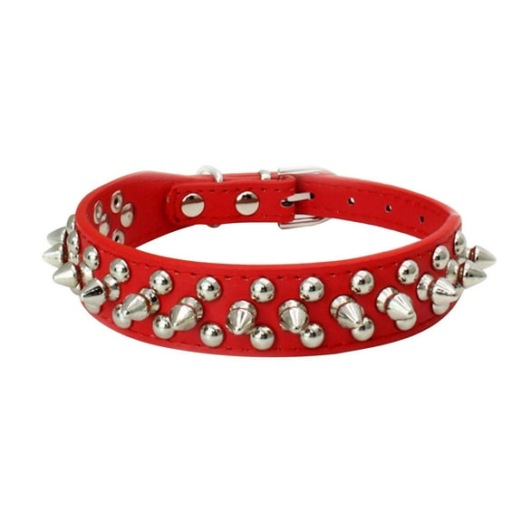 Yaoyar Adjustable Wide Spiked Dog Collar, Rivet PU Leather Cat Dog Collars, Durable Spike Studded Pet Collar for Small Medium Large Breed, PitBull Mastiff Bulldog Pugs Husky Rottweiler