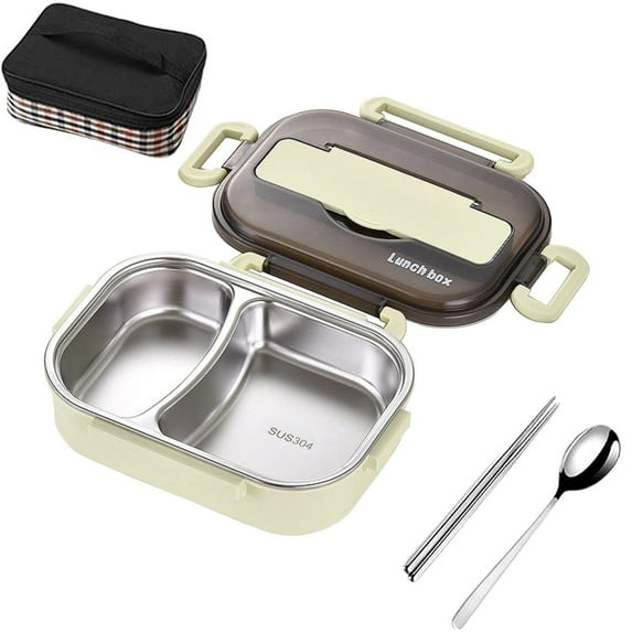 Yaoyar Adult Lunch Box, Stainless Steel Thermal Compartment Lunch Snack Box, Insulated Bento Food Container, Stackable Lunchbox