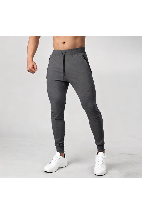 All-Purpose Athletic Running Pants for Men, Solid Color Elastic Waist Trousers with Drawstring, Secure Pockets and a Tapered Leg for Dynamic Outdoor Training
