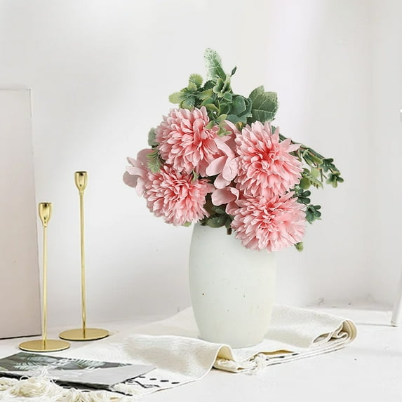 Yaoyar Artificial Silk Flowers, Faux Flowers For Vase, Chrysanthemum Pom Pom Floral Arrangements, Mini Faux Mums Flower Home Placement Decoration
