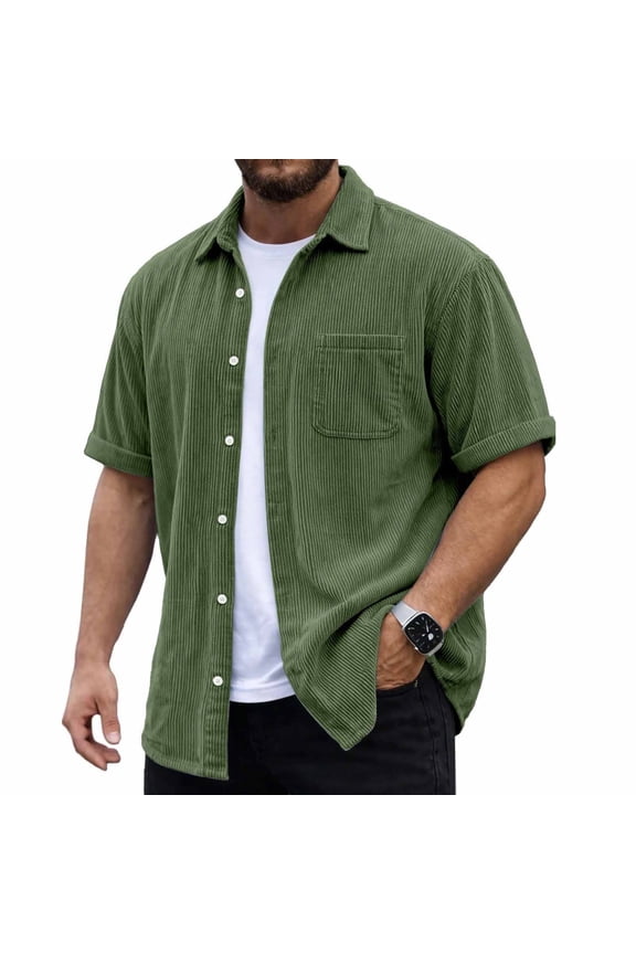 Big and Tall Men's Corduroy Shirt Jacket Long Sleeve Shacket Jacket Button Down Autumn Flannel Overshirt