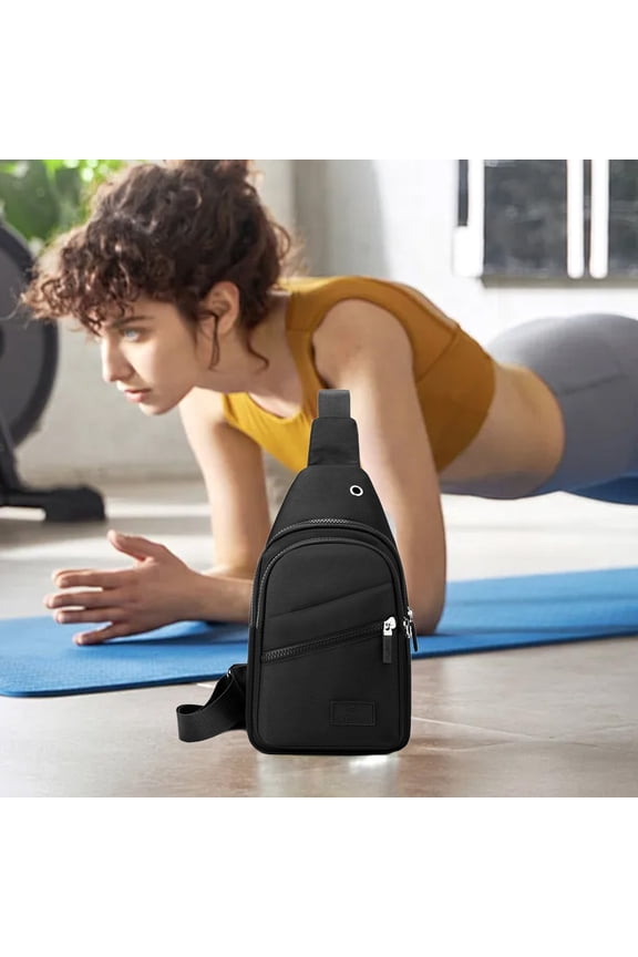 Yaoyar Black Crossbody Sling Backpacks Sling Bag for Men Women, Small Shoulder Backpack Motorcycle Chest Bags One Strap Backpack, Mini Chest Daypack for Casual Travel Hiking Gym Outdoor Sports