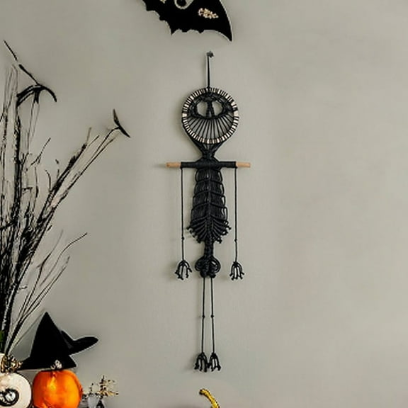 Yaoyar Black Macrame Wall Hanging Decor Handmade Boho Tassel Decor, Bedroom Dorm Unique Crafts