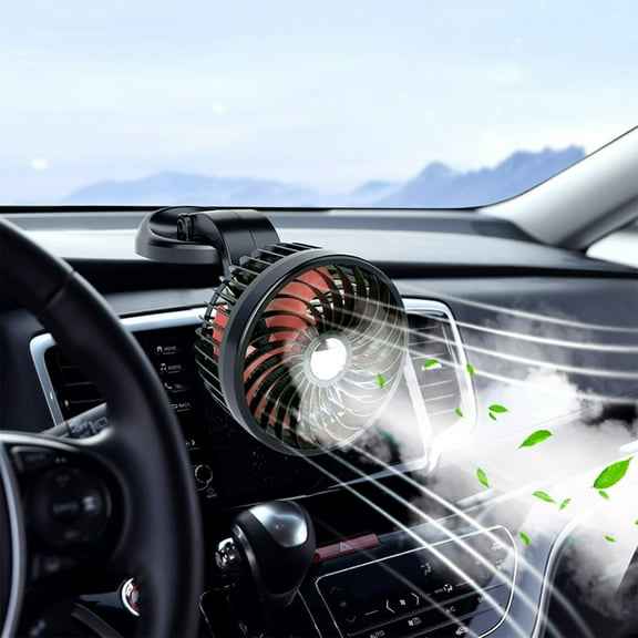 Yaoyar Car Fan, Portable Auto Cooling Fan 360 Degree Rotatable Vehicle Fan Strong Wind Electric Fan for Car Quiet Car Fans with Cigarette Lighter Plug for Car Dashboard Truck SUV Sedan RV Van Boat