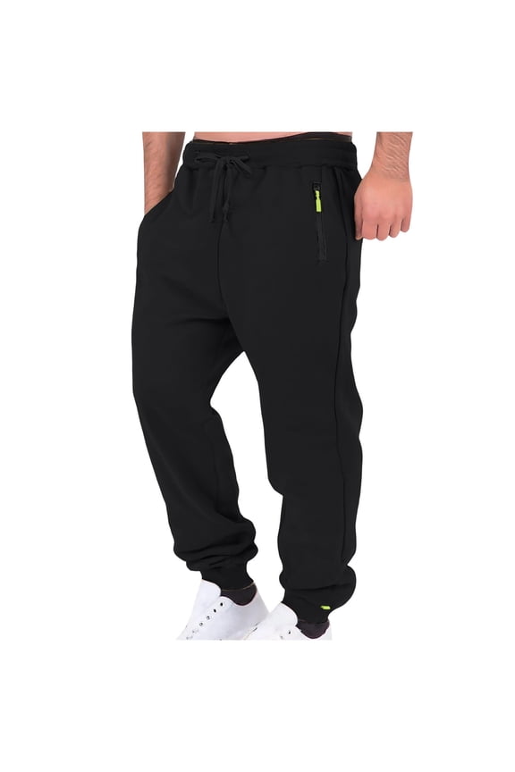 Casual Fit Jogger Pants for Men, Solid Color Elastic Waist Trousers with Drawstring and Cuffed Ankle, Lounge Wear Bottoms
