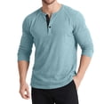 thumbnail image 1 of Yaoyar Casual Long Sleeve Crew Neck Retro T-Shirt for Men Three-Button Accent Waffle-Knit Solid Color Color-Block Top Versatile Daily Wear Comfortable Tees, 1 of 2