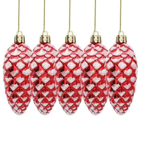 Yaoyar Christmas Pinecone Ball Ornaments Shatterproof Plastic Decorative Christmas Pine Cone Ornaments Hanging Xmas Tree Baubles Glittering Decorations