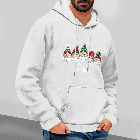 Yaoyar Christmas Sweatshirt for Men Hooded Christmas Long Sleeve Shirt Xmas Holiday Party Pullover Sweater Tops