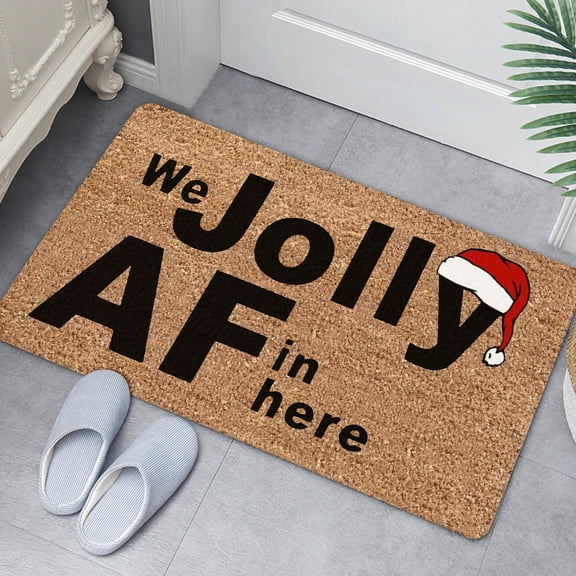 Yaoyar Christmas Welcome Doormat for Outdoor Entrance Non-Slip Coir Winter Welcome Door Mat Xmas Trees Front Door Mat 40*60cm