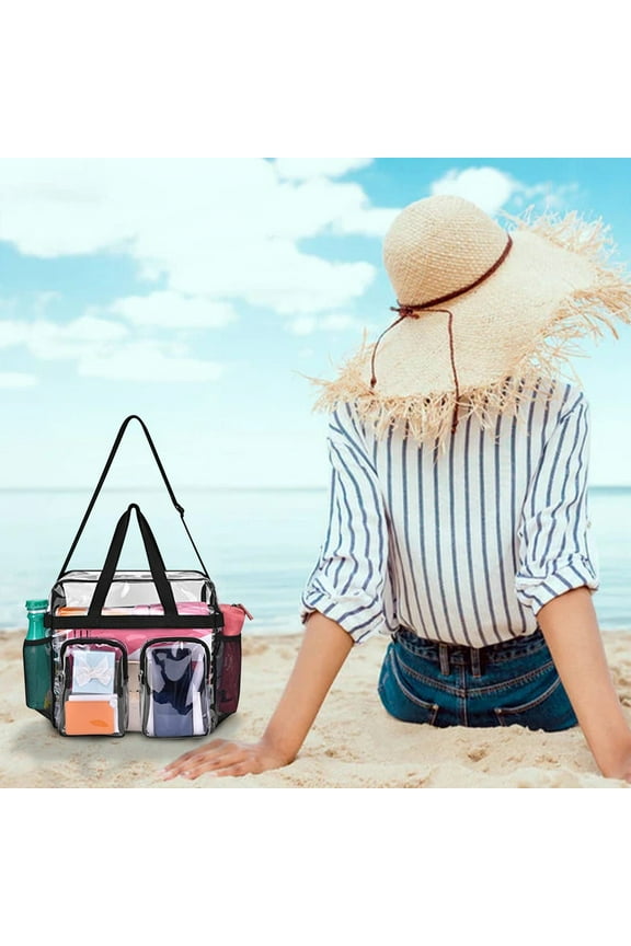 Clear Bags Stadium Approved Clear Tote Bag with Adjustable Strap, Crossbody Clear Purse with Zipper for Travel, Shopping, Sports, Concert & Work