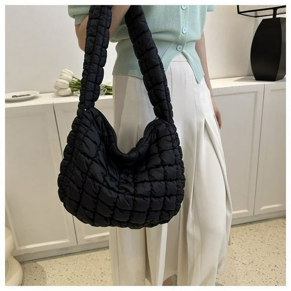 Yaoyar Clouds Pleated Bag for Girl Women Pleated Cloud Armpit Bag Travel Bag Solid Color Handbag Ruched Tote