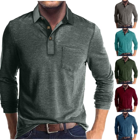 Yaoyar Color Block Men's Camp Collar Pocket T Shirt, Slim Fit Long ...