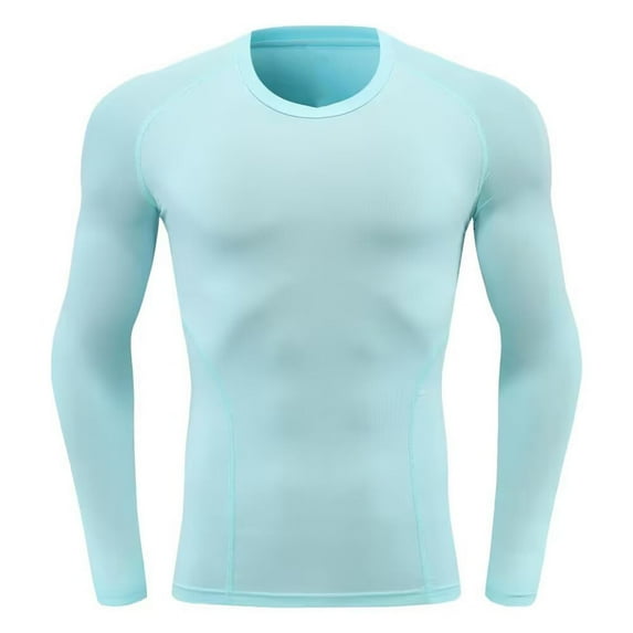 Yaoyar Compression Fit Athletic Top for Men, Solid Color Long Sleeve Tight Tee for Running and Gym Training, Performance Base Layer