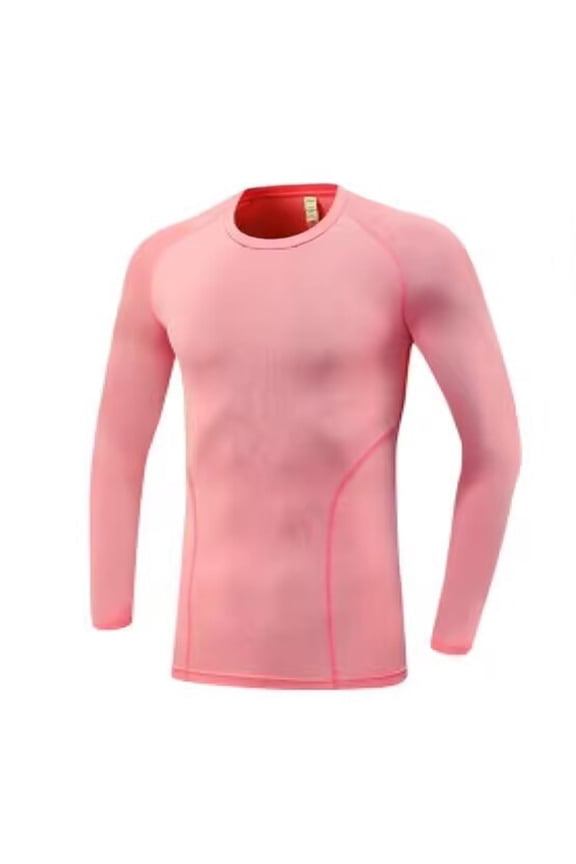Compression Fit Athletic Top for Men, Solid Color Long Sleeve Tight Tee for Running and Gym Training, Performance Base Layer